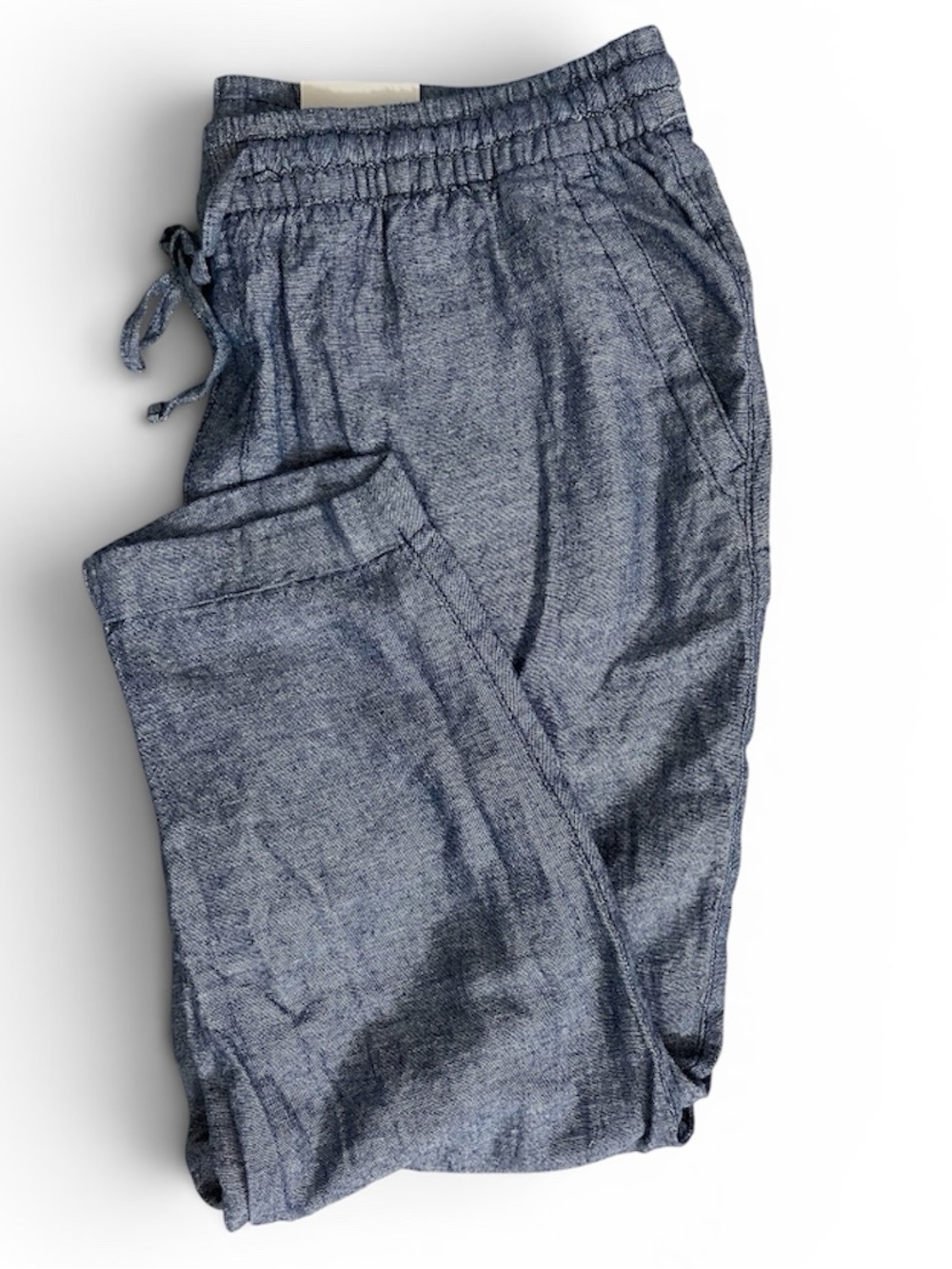 Old Navy Womens Wide-Leg Pull-on Linen Drawstring Pants in Heathered Blue XL NWT